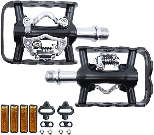 ZERAY Mountain Bike Pedals Sealed Clipless 9/16 Crank Compatible with SPD Cleats (Cleats Included)-Dual Platform Multi-Great for Road,Trekking,Touring,City Bike