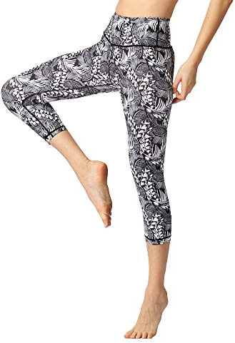FLYILY Capribyxor sportleggings löpning tights hög midja bandage stretch fitness yogabyxor