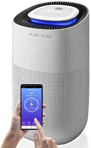 MACOM Enjoy & Relax 879 Pure Pure. Purificatore d'Aria, CADR di 400 m3/h, per ambienti fino a 104 m2, sensore laser ad alta precisione PM2.5, filtro antibatterico HEPA H13 e luce UV LED
