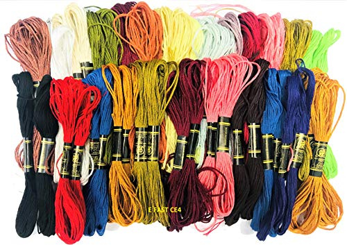 E FAST CE4 Embroidery threads Pack of 50 multiple colour skeins to make bracelets friendship bands sewing string for cross stitch crafting knitting