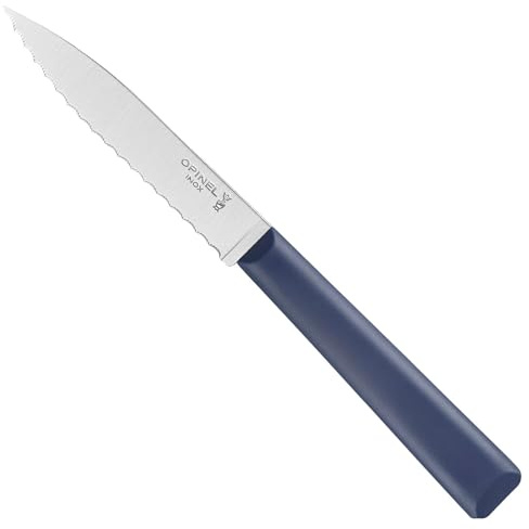 Opinel Les Essentials+ No. 313 Serrated Paring Knife, Corrosion Resistant + Dishwasher Safe, Made in France, Blue
