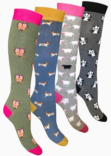 CriCri Socks Set 4 Paia Calze Lunghe Donna in Caldo Cotone Alta Qualità Made in Italy - Taglia Unica (Combinazione 4)