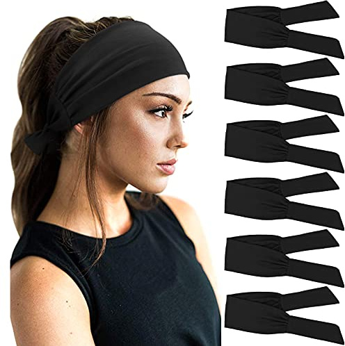 DRESHOW 6 PCS Adjustable Headbands for Women Knotted Headbands Elastic Non-Slip Fashion Hair Bands for Workout Sports Running Yoga