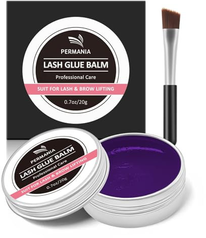 Permania Bálsamo de pegamento para pestañas-20g, olor a uva, bálsamo de pegamento para levantamiento de pestañas, con cepillo de fibra | Cruelty-Free