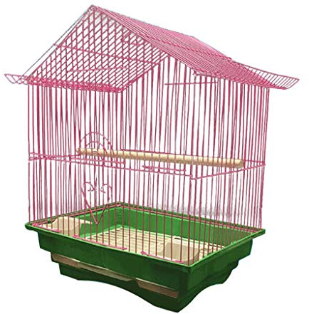 Bird Cage/Birdcages Top with Hook Bird Cage 28 * 21 * 38CM Parrot Bird Villa Plating Craft Iron Bird Cage 3 Colors Birdcage Parrotlets Aviary (Color : White) (Pink)