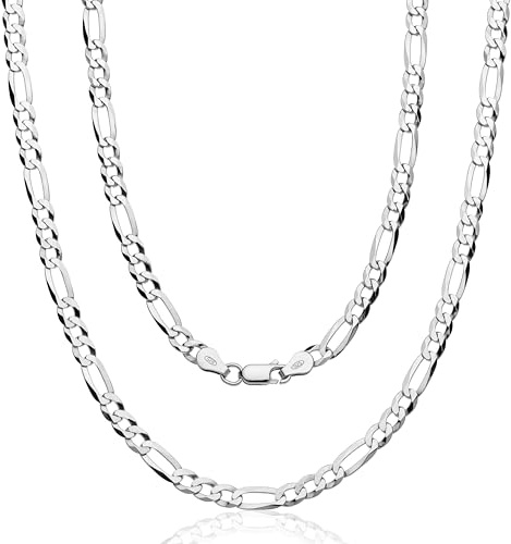 Aka Gioielli - Catena Uomo 7mm Argento 925 Massiccio- Collana Maglia Figaro Uomo Donna Argento 925 Vero - lunga 55 cm