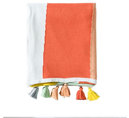 WolFum Decke Sommer-Überwurfdecken für Babys, niedliche Quasten-Baumwolle, gestrickt, Regenbogenfarben, Steppdecke, Kinderbettdecke, Kinder-Wickeldecke (Farbe: A, Größe: 70 x 100 cm)