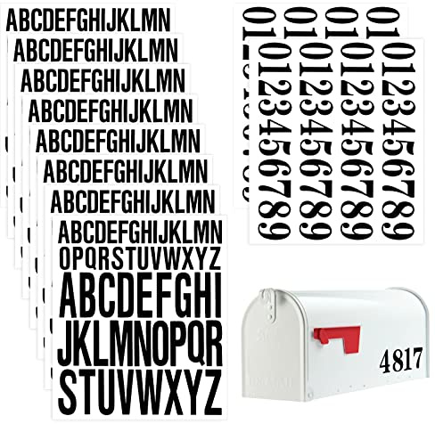 10 Fogli 496 Pezzi Adesivi con Lettere in Vinile, Numeri e Alfabeto Impermeabili per Artigianato, Numeri di Cassetta della Posta, Poster, Finestra, Porta (2,5 cm, 5 cm)