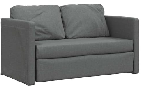 vidaXL Canapé-lit 2 en 1, Lit de Jour avec Coussins Rembourrés, Lit d'Invité Pliable Salle de Séjour Chambre à Coucher, Moderne, Gris Foncé Tissu