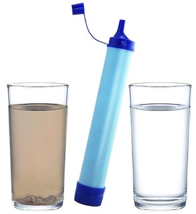Paille de filtre à eau - Appareil de purification d'eau portable - Filtre à eau personnel pour une utilisation en extérieur - Paille de survie avec capacité de 37 000 litres et filtre à eau de 0,01