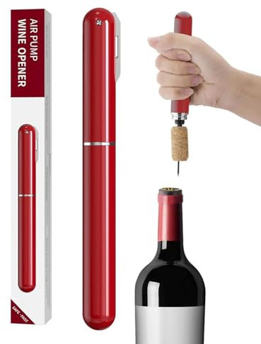 TPZORJX 1PCS Ouvre-vin à pression d'air 2-en-1 avec coupe-papier Ouvre-bouteille de vin Ouvre-bouteille à pompe à air facile à ouvrir Tire-bouchon de voyage portable Tire-bouchon à vin main,rouge