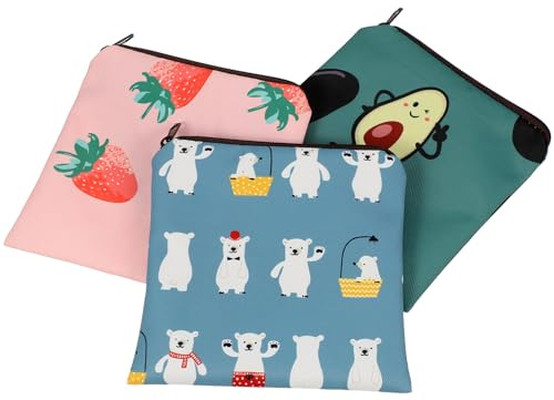 Ciieeo 3Pcs Portable Multi-Function Sanitary Holder Set, Compact Waterproof Period Bags Button Closure, Reusable Small Tampon Organizer Pouches for Daily Use and Women Accessories