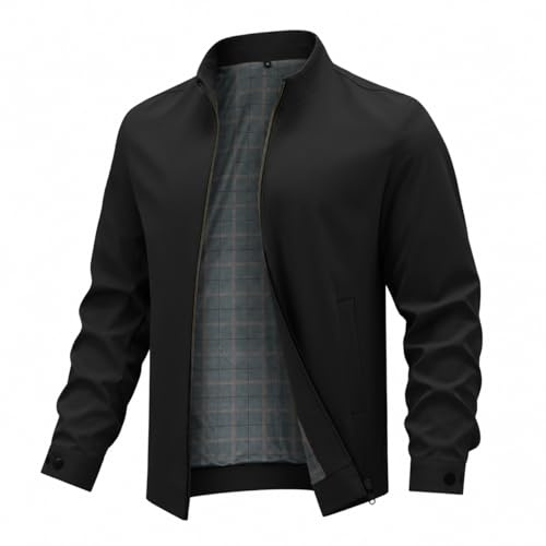 Allthemen Blouson Homme Zippé Aviateur Legers Jacket Casual Veste de Blazer | Col Montant,Poignets Réglables,Anti-Rides Et Sans Rides,Poche Inclinée,Elegant Business Quotidien,Printemps, Été Et Automne