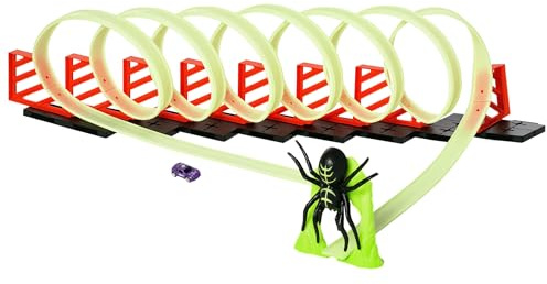 HOMCOM Autorennbahn mit Lichteffekten und Auto inklusive Spielzeug für Kinder von 3 bis 6 Jahren, grün und rot
