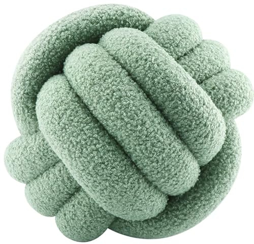 Odaima Soft Knot Ball Pillow - Round Throw Cushion for Home Decoration, Handmade Plush Knotted Pillow for Bedroom Sofa Car Office Travel(Grass Green,20cm/7.8in)
