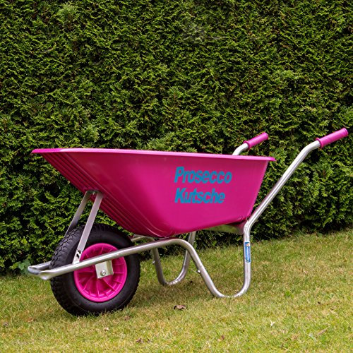 TrutzHolm® Schubkarre Pink Proseccokutsche PP 100 l 250kg Bau Karre Gartenschubkarre Bauschubkarre Schiebkarre Garten