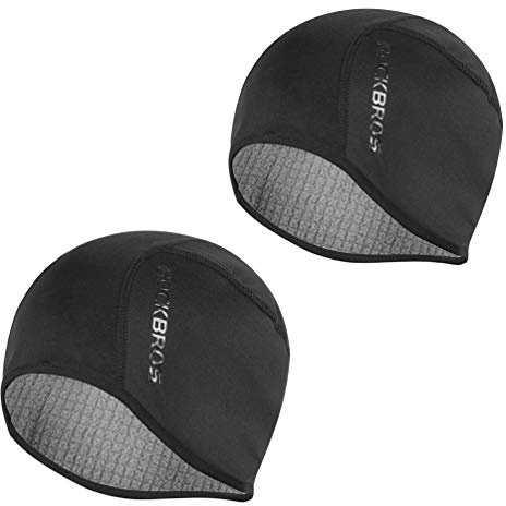 ROCKBROS Skull Cap for Men & Women Thermal Cycling Helmet Liner Moisture Wicking Motorcycle Running Hat,Fits Under Helmets 2 Pack