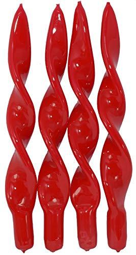 PUNTO CASA D52/RSS Lot de 4 Bougies tortillon Rouge Noël Hauteur 27 cm