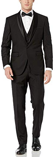 Adam Baker by Statement Men's Single Breasted Three Piece Shawl Collar Tuxedo - Black - 42R