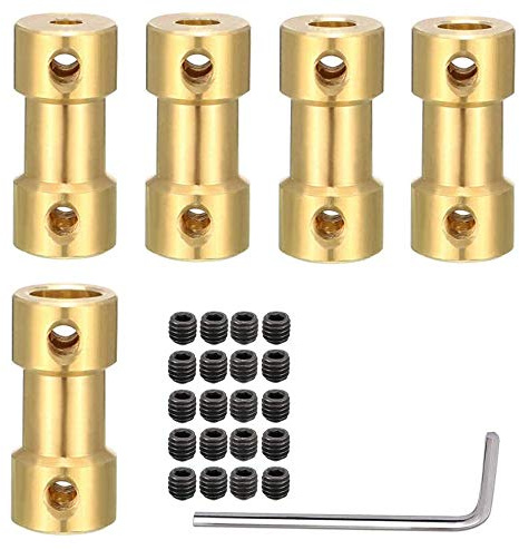 Greluma adattatore per albero di accoppiamento albero accoppiatore albero in ottone 5 pezzi per motore barca aereo RC 20x9mm(LxD) con viti,chiave a brugola,2 a 2mm/3 a 4mm/3 a 5mm/4 a 5mm/5 a 5mm