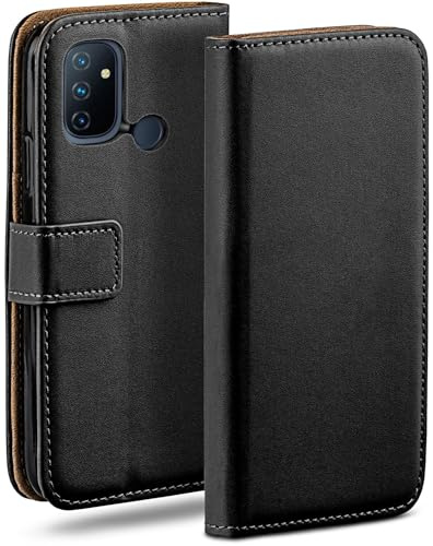 moex für OnePlus Nord N100 Hülle mit Kartenfach, Handyhülle klappbar 360 Grad Schutzhülle, PU Leder Handytasche OnePlus Nord N100 Klapphülle Flip Case, Schwarz