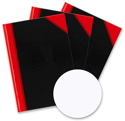Bantex Notizbuch A4 blanko, 192 Seiten, 70 g/m², Hardcover, schwarz, 3 Stück