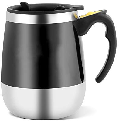 Self Stirring Mug, Auto Magnetic Coffee Mug Hands-Free Electric Mixing Cup Stirring Coffee Tumbler Automatic Beverage Stirrer Battery-Powered Man's Coffee Mug for Travel Gift