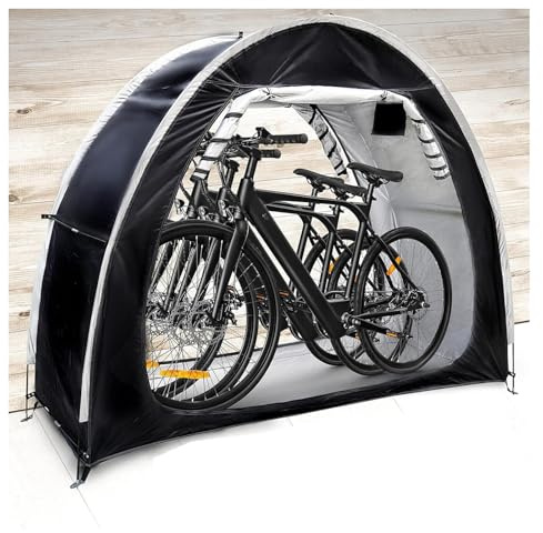 Cykelbox Kan Kopplas Utomhus Motorcykel Garage med 210D Oxford Tyg PU4000 Vattentät Verktygshus Trädgårdshus, Svart