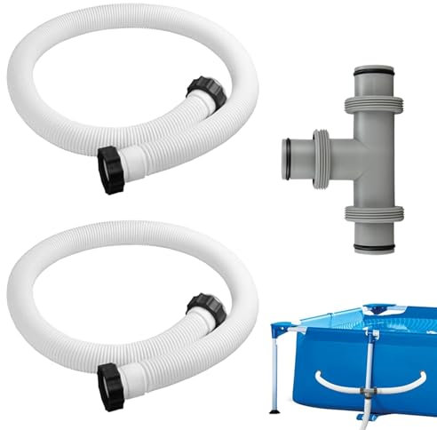 Tubo per Filtro Piscina, 2 Pezzi Raccordo Tubo Piscina 38 mm, con Giunti Prolunga per Piscine Fuori Terra