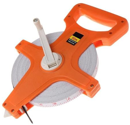 Miskall Open Frame Surveyors Long Tape Measure, Reel with Feet and Meters for Engineering, Yard and Field Use (1/2 Inch) (50 Meters)