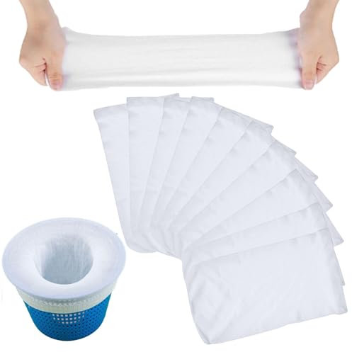 xianshi 10 Calzini da Skimmer per Piscina,Calzini Skimmer Piscina,per Accessori,Filtro per Piscina,Calze Filtranti,Rete per Piscina,Pulizia Skimmer (Bianco)
