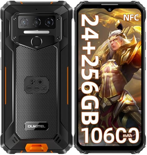 OUKITEL WP23 Plus (2025) Movil Irrompible - 10600mAh 24GB RAM+256GB ROM/1TB Móvil Rugerizado, Batería 10600mAh 6.52 HD Android 14 Teléfono Movil, Cámara 13MP, 4G Dual SIM/NFC/GPS/OTG/Face ID, Naranja