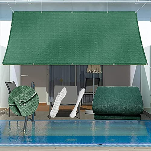 Tenda da giardino in tessuto verde scuro di alta qualità, 1,5 x 8,5 m, con blocco UV al 95%, copertura rettangolare, tasso di ombreggiatura del 98%, include 1 corda da 5 m, ideale per protezione