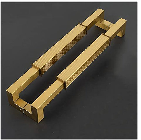 Maniglie per Porte d'ingresso/ufficio/negozio da barra a barra maniglia per Porta interna ed esterna in alluminio quadrato kit maniglia per Porta del fienile liscia e spessa/oro/60 cm (23 6 pollic
