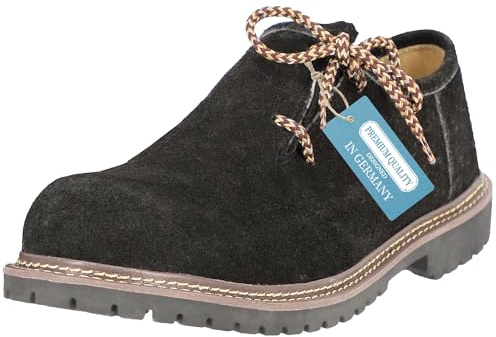 Steigenhöfer Bavarian Mens Shoes - Florian - Suede - Optimal Fit and Traditional Design - Genuine Leather Men's Boots for Lederhosen and Oktoberfest - Black - 11