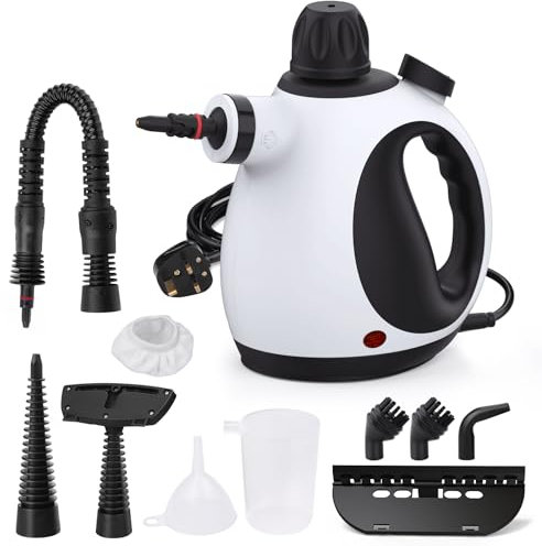 Klona Portable Steam Cleaner, Hand Held steamers for cleaning house, Home Multi Purpose - 10-Piece Accessory Kit for Sofa, Carpets, Upholstery