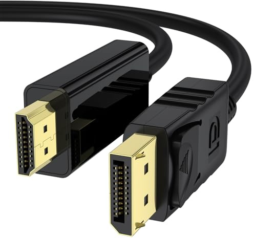 4K Câble DisplayPort vers HDMI 1,8 m - Unidirectionnel DP(Source) vers HDMI(Affichage), 4K@30 Hz/2K@60 Hz 1080p avec taux de rafraîchissement rétrocompatible pour Moniteurs Dell HP et CG AMD NVIDIA