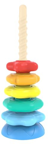 Genérico Anillos Apilables para Bebé,Torre Apilable Giratoria para Bebés - Desarrollo Habilidades Motoras Finas Juguete Aprendizaje Infantil Colores Arcoíris