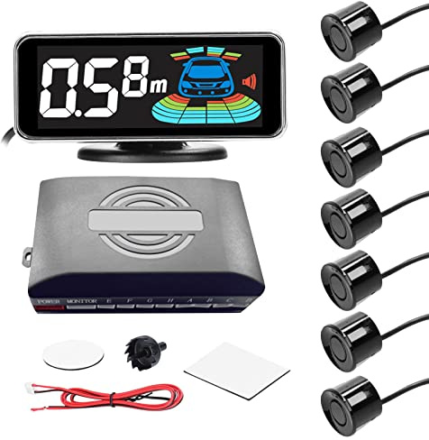 Sensor de estacionamiento para coche radares marcha atrás con 8 sensores detección distancia pantalla LCD advertencia sonora zumbador fácil instalación confiable doble CPU respuesta rápida función aut