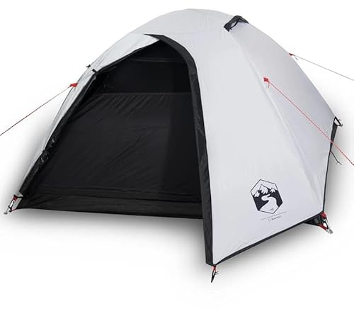 Tienda de campaña de cúpula para 4 personas, color blanco y oscuro, impermeable y duradera, ideal para camping familiar y aventuras al aire libre, construcción rápida y diseño robusto