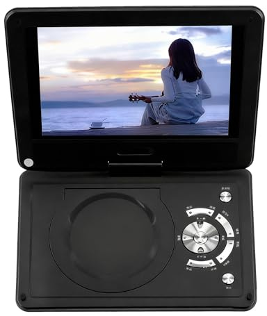 RASTKY Reproductor de DVD Portátil Multifuncional Full HD de 12 Pulgadas, Tecnología Endurecida a Prueba de Explosiones, Control Remoto, para Viajes (Black)