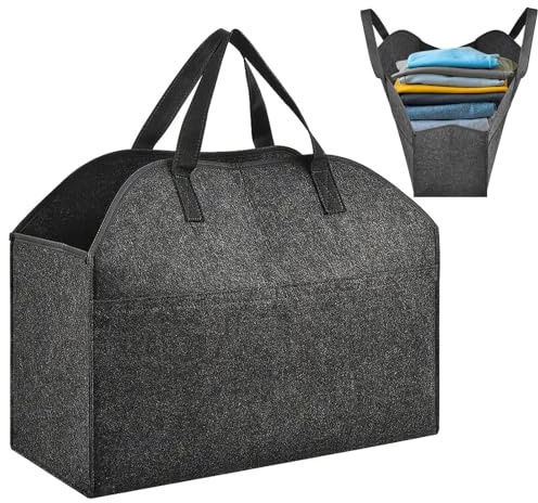 Sac De Rangement Pour Bois De Chauffage – Panier En Feutre Robuste Avec Poignées Robustes, Grand Organisateur Fourre-tout, Doublure Imperméable Renforcée | Porte-bûches Fourre-tout En Bois De Chauffag