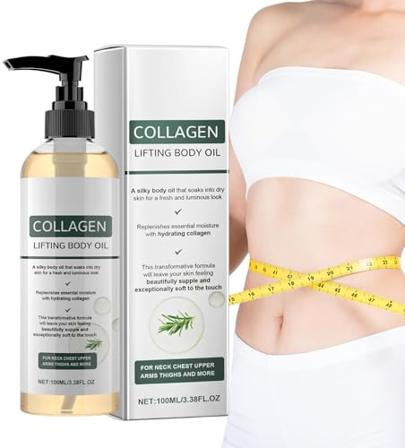 Lyftkollager kroppsolja, 100 ml kroppsolja uppstramande med rosmarinbladsextrakt, lyftkroppsolja, massageolja för att förbättra hudens elasticitet, minskar fina linjer, mild form