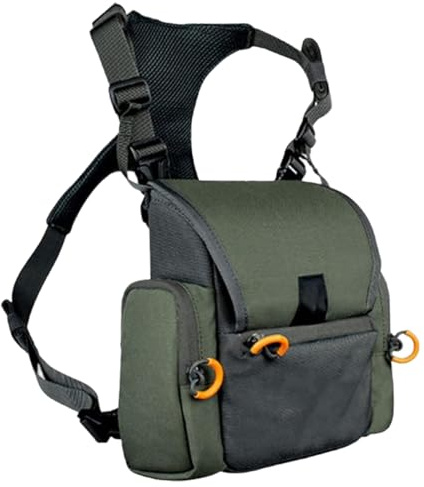 DAGLLGEW Binokulär sele andningsbar justerbar jakt bröstväska med flera fickor vattentät jaktpaket för män och kvinnor, armégrön kikarsele bröstkorg för
