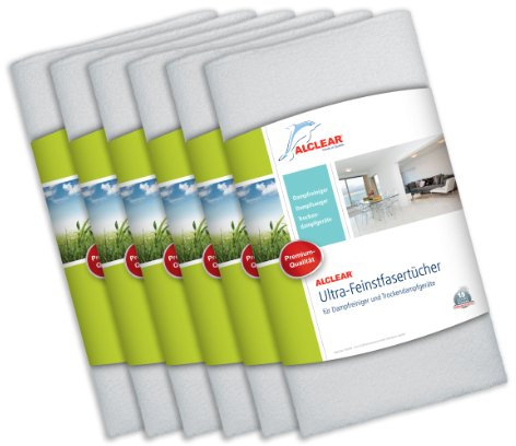 🅰 ALCLEAR 6 Stück Premium Ultra Microfasertücher für Dampfreiniger Dampfbesen (Zubehör) von Kärcher, Vapor-Star, Shark, Maxx und andere einsetzbar, 50x40 cm, weiß, Bodentuch Fußbodentuch Tuchset