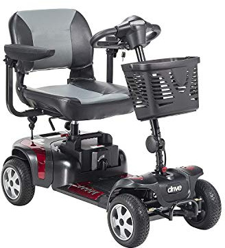 Drive Medical Phoenix LT 4 Wheel Mobility Scooter 350lb Weight Cap New Model, Red/Blue/Grey