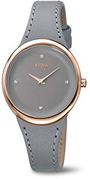 Boccia Damen Analog Quarz Uhr mit Leder Armband 3276-08