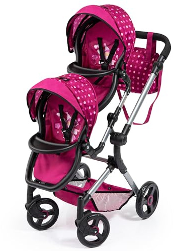 Bayer Design Cochecito de Muñecas Twin Neo, Ajustable en Altura, Plegable