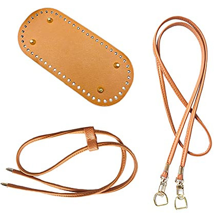Pamtns 1 Einstellen Taschenboden mit Taschenriemen und Kordelzug Rundring Taschenboden zum Häkeln Taschenboden Zum Häkeln Leder Schultergurt für Taschen Ersatz Leder Trageriemen Schulterriemen