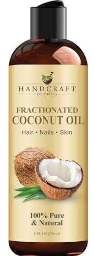 Handcraft Fractionated Coconut Oil - 100% Pure & Natural Premium Grade Coconut Carrier Oil for Essential Oils, Massage Oil, Moisturizing Hair Oil & Body Oil - 8 fl. Oz